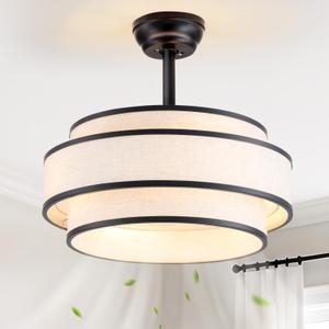 20'' Caged Boho Black Fandelier Ceiling Fans with Lights and Remote Control