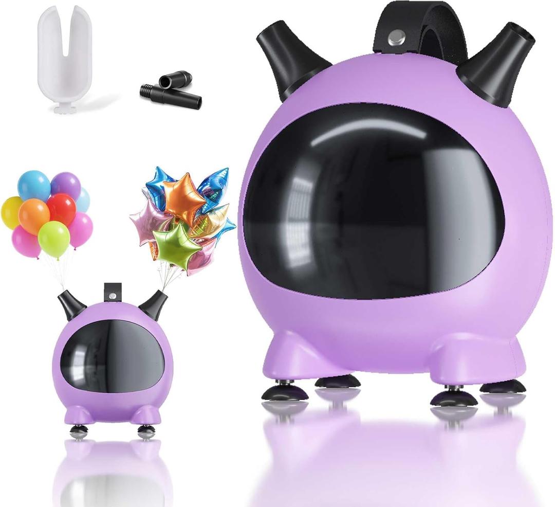 Balloon Pump Electric, Portable Balloons Inflator Air Pump Dual Nozzle, 110V Small Electric Balloons Blower Machine Corded, 600W for Latex Foil Balloon Arch Garland Party Decorations Supplies (Light Purple)