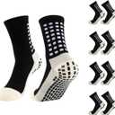 Aimery 4 Pairs Mens Grip Soccer Socks Non Slip Grippy Women Socks for Football Basketball Sports (Black)