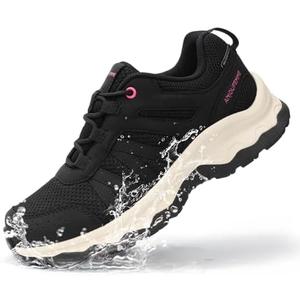 ANJOUFEMME Women's Waterproof Hiking Shoes Non Slip Sneakers Lightweight Tennis Shoes for Work Walking Running Trekking Trail Shoes Size 7,5