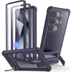 ESR for Samsung Galaxy S24 Ultra Case, S24 Ultra Case with Extra Protective Front Frame & 3 Kickstand Modes, Exceeds Full-Coverage Military-Grade Protection, Heavy Duty Shock Armor, Clear Purple