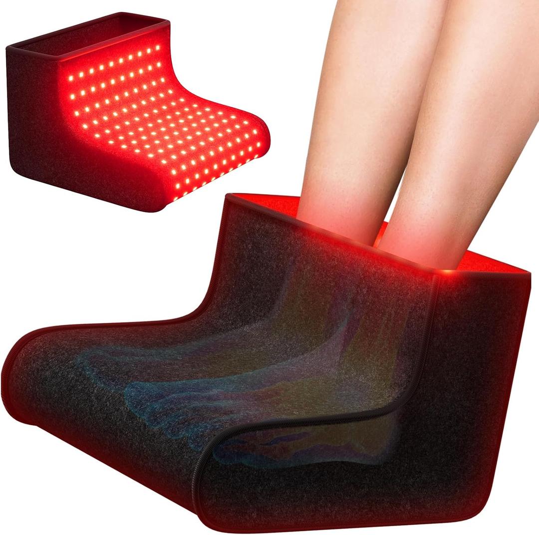 Red Light Therapy for Feet, Dual Wavelength 320 Led,for Achilles Tendonitis & Plantar Fasciitis, Double Side Light Redlight Product for Feet & Ankle Pain,Adjustable Power and Time Controller (Neoprene)