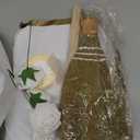Wedding Broom for Jumping Ceremony, Decorative Broomstick DIY with Ribbons Artificial Roses & Sticky Pearl, African American Jumping The Broom for Wedding White Roses