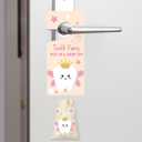 Wooden Tooth Fairy Door Hanger Sign with Keepsake Bottle Coins Pouch, Tooth Fairy Tooth Holder Encouraging Gift for Lost Teeth Boy Girl(Pink)