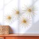 Shimeyao 4 Pcs Metal Starburst Wall Decor Gold Metal Wall Art 3D Spike Bling Finish Star Burst Hangings Accents Sculptures Set Modern Mid Century Decorations for Living Room Bedroom Entryway