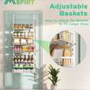 Mefirt Over The Door Pantry Organizer, Wall Mount Spice Rack, Pantry Hanging Storage and Organization, 6 Adjustable Baskets Heavy-Duty Metal for Home & Kitchen, Back of Door Seasoning Rack - White
