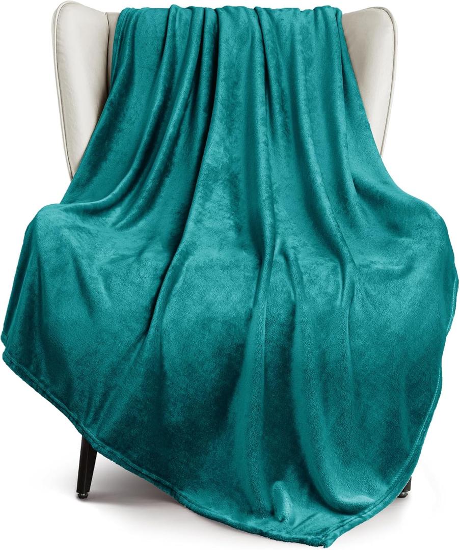 Exclusivo Mezcla Fleece Throw Blanket for Couch, Sofa, 300GSM Super Soft and Warm Blankets, Teal Throw All Season Use, Cozy, Plush, Lightweight, 50x60 Inches