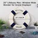 MorroMorn Lifebuoy Wall Hanging Decor - Welcome Aboard Mediterranean Style Home Decoration (Navy, 20")