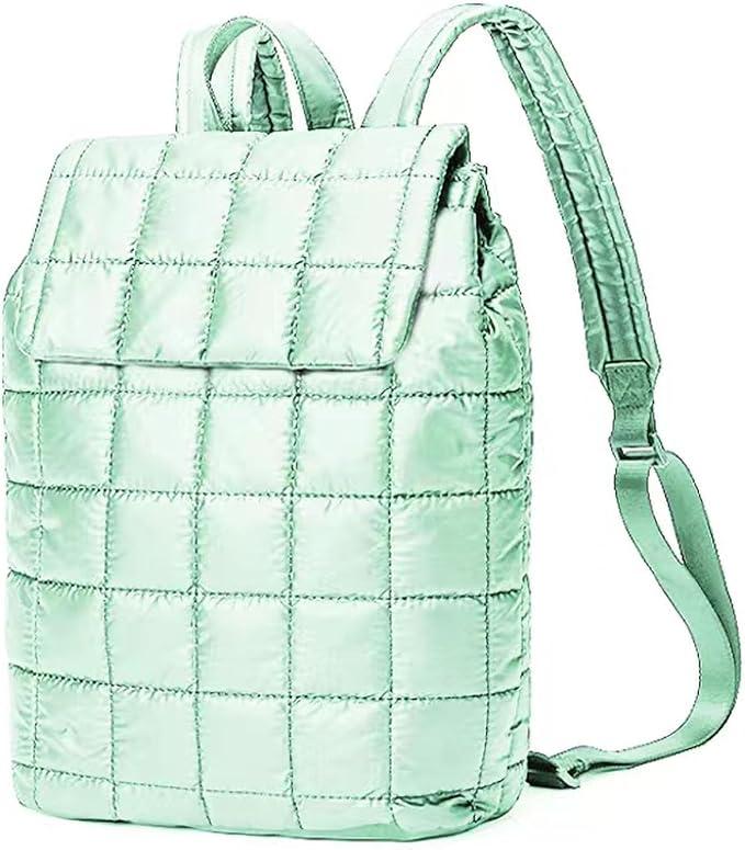 Niumike 10L Quilted Casual Daypacks Lightweight Shoulder Bag Solid Green Color Waterproof  Flap Backpack for Traveling Hiking