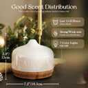 Porseme 500ml Glass Essential Oil Diffuser Aromatherapy Ultrasonic Cool Mist Humidifier 15-21 Running Hours Waterless Auto-Off Air Diffusers for Sleeping Yoga Working Spa(White Jade)