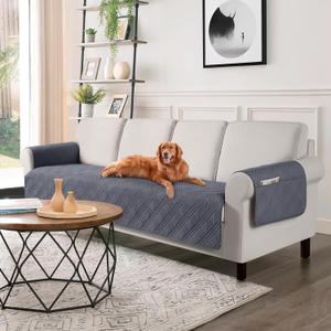 TAOCOCO Waterproof Oversized Couch Covers for Pets Dogs with Non Slip Backing, Sofa Seat Covers with Pocket for 4 Cushion Couch Washable Dog Couch Protector Sofa Slipcovers(Oversized Sofa, Dark Grey)