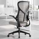 DUMOS Executive Home Office Chair, Ergonomic Computer Desk Chair, Mesh300 LBS, High Back, 2D Headrest, Adjustable Lumbar Support, Flip-up Armrests, Swivel Wheels, Black
