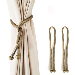 KXLIFE Curtain Tiebacks Clips, Decorative Curtain Holdback, Handmade Metal Rope Tiebacks, Creative Window Drapes Twist Tie Backs(Antique Brass, 2 Pack)