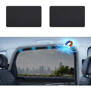 Aokway Magnetic Car Window Shades, 2Pcs Double-Layer UV Protection Car Curtains for Rear Side Window Sun Shade, Universal Fit for Baby, Driver (Black, Rear 2pcs)