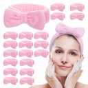 20 PCS Spa Headband Bulk, Pink Spa Headbands for Women Soft Hair Bands for Face Washing Skincare Headbands Hair Band Face Makeup Headband for Women Cosmetic Head Wraps for Shower Skin Care Yoga