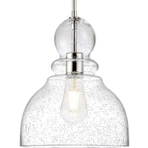 Brushed Nickel Seeded Glass Pendant Light Modern Kitchen light fixture, 10 inches