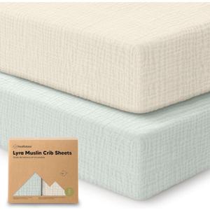 KeaBabies 2-Pack Muslin Crib Sheets for Boys, Girls - 100% Organic Cotton Fitted Baby Crib Mattress Sheet, Soft Breathable Standard Toddler Bed Cover Bedding Set, Neutral, Durable 52x28 (Willow)