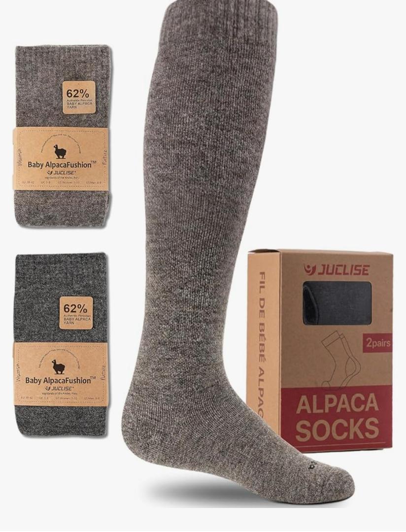 Alpaca Wool Heavyweight 15-25 mmHg Knee High Compression ​Support Socks Thick Winter Thermal Warm Soft Travel Flying