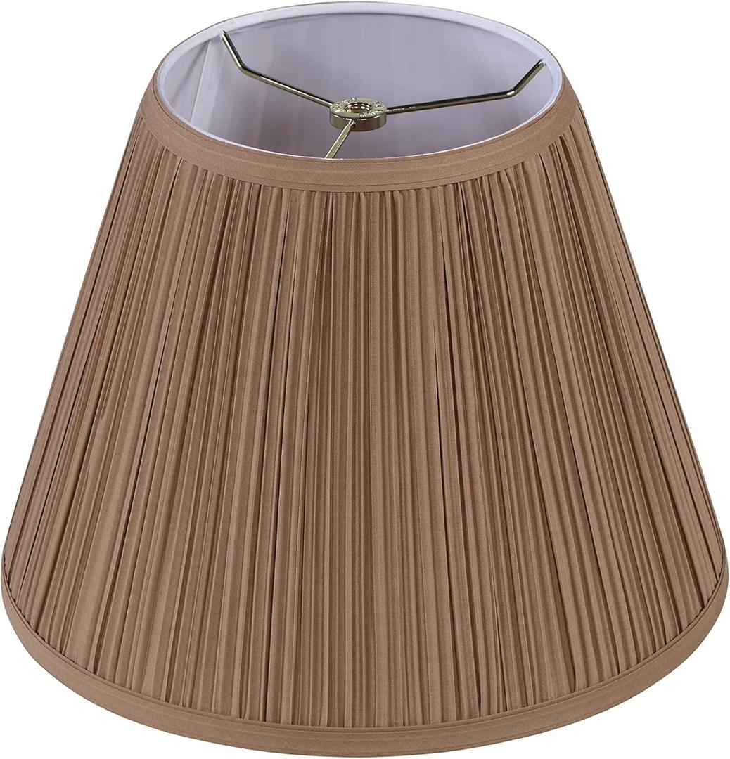 Aspen Creative 32072, Hardback Empire Transitional Spider Lamp Shade, Mushroom Pleated Sienna Brown, 7" Top x 13" Bottom x 10" Slant