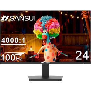 SANSUI Monitor 24 inch 100Hz Computer MonitorFHD 1080P PC MonitorHDMIFreeSyncHDREarphone Jack Ergonomic Tilt for Home and Office