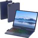 TouchPad Keyboard Case for iPad 10th Generation&iPad 11th(A16,2025),iPad Air 11M3,M2/iPad Pro 11 inch Keyboard360Swivel,7 Use Modes,Rainbow Backlight (Dark Blue)