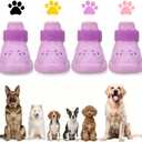 Dog Shoes for Hot Pavement and Snow Waterproof, Non-Slip, Breathable Booties with Adjustable Straps(Purple, M)