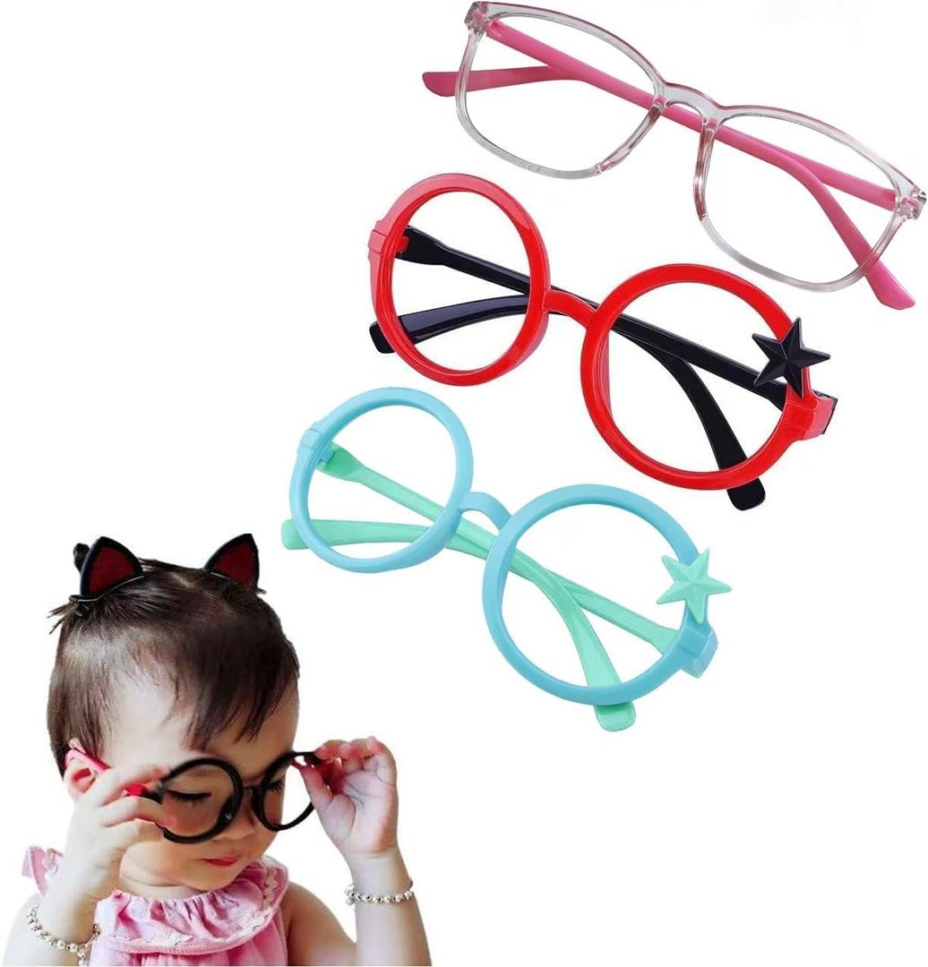 Children Stylish Cute Glasses Frame Without Lenses Pack of 3