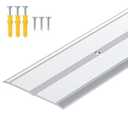 Raytano 36"L×4"W ×0.1"H Flat Profile Aluminum Floor Transition Strip, Metal Door Threshold for Carpet Wood Tile Vinyl Flooring Gaps, Indoor and Outdoor Doorway Decoration Protector(Grey,1pcs)