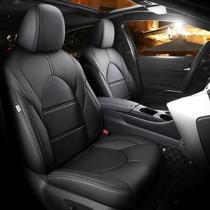 CocheFamilia Custom Fit Highlander Car Seat Covers for Select Toyota Highlander 2020 2021 2022 2023 2024 -Three Rows, Second Row Captain Chair, 7 Seats,Leather(Black) (2020-2025 W/ Second Row Captain Chair)
