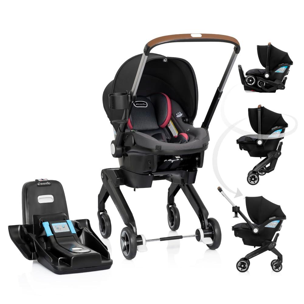 Evenflo Shyft DualRide Preemie and Infant Car Seat Stroller Combo 3-30lbs with Carryall Storage (Sylva Pink) Manufactured in 12/2024