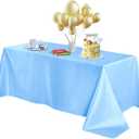  Baby Blue Satin Tablecloth 60 x 104 Inches Rectangle Table Cloth Bright Silky Table Cover Overlay Dining Tablecloths for Wedding Party Banquets (Baby Blue)