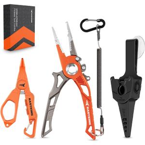 KastKing AlumaStream 7.5" Aluminum Fishing Pliers, Crossover Pliers, Wacky & Neko Rig Pliers With O-Ring Storage, Fishing Gear, Fishing Gifts for Men, Corrosion-Resistant Saltwater & Freshwater Pliers