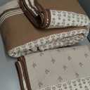 100% Cotton Quilt King Size - 3 Pieces Brown King Quilt Set, Lightweight Soft King Bedspread Coverlet for All Season, Farmhouse Striped Floral Quilted Bedding Set for King Bed