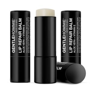 Lip Repair Balm - Mens Lip Balm with SPF 15 - With Aloe Vera & Vitamin E - Repair & Hydrate Dry, Cracked, Chapped Lips - Long-Lasting Moisture - Clear Balm - Lip Care - Vegan - 3 Pack
