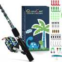 QudraKast Kids Fishing Pole (1.4M 4.59FT, B-RAWRR Dinosaur Set)