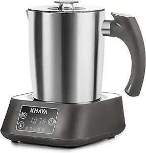 KHAVA 5-in-1 Electric Milk Frother and Steamer, Hot Cold Foam Maker & Milk Heater, Automatic Milk Warmer for Coffee, Latte, Hot Chocolate, 17oz Stainless Steel Pitcher Detachable for Dishwasher Safe