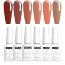 Pack Of 2 Vishine Jelly UV LED Gel Nail Polish Sets 6 Colors Transparent Red Pink Nude Brown Skin Color Soak Off Gel Polish Long Lasting Gift Set C007, C087