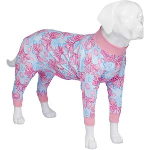 Xqpetlihai Recovery Shirt for Abdominal Wounds or Skin Diseases Bodysuit Dogs Pajamas for Shedding Allergy Anti Licking Pink Bow Surgery Suit for Dogs Female(B-S) (Small (Pack of 1))