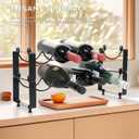 2 Tiered 8-Bottle Metal Wine Rack - Sturdy Wave Design with Reinforced Base | Stackable, Space-Saving Bar, Countertop, or Cabinet Storage (2)