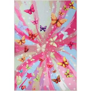 SUPERIOR Indoor Kids Rug, Washable, Non-Slip, Toddlers & Babies, Perfect for High Traffic Playroom, Kids Room or Bedroom, Butterfly Collection Perfect for Daycare Apricot 5'7" x 8'9"