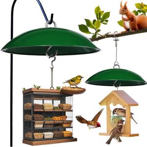 Squirrel Baffle for Bird Feeders,15.7-inch Metal Dome,Squirrel Proof, Weather Shield, with Suspension Wire Rope and Snap Hook for Bird Feeder Pole, Shepherd's Hook,Trees,1 Pack(Green)