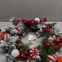 Amazon.com: Pre-Lit Artificial Christmas Wreath 24Inch, Christmas Door Decorations Wreath with 50LED Warm Lights, Christmas Balls, Pine Needles, and Red Berries for Front Door Wall Windows X-mas Ornament : Home & Kitchen Red/ White 