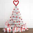 Valentines Tree Topper Velvet Heart Tree Topper for Valentine Treetop Red Heart Decorations for Home Wedding Holiday Party Supplies Gift (Red, 11.8 Inch, Velvet)