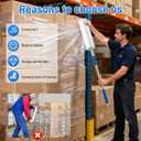 Heavy Duty Stretch Film Dispenser Pole Holder - 48 Inch Extra Long Handle for Pallet Wrapping - Fits 12" to 24" Rolls with 2" to 3" Core - Industrial Grade Stretch Wrap Dispenser