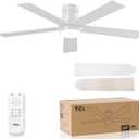 TCL 52" Black Ceiling Fan with Light and Remote, Modern LED 3-Color, 3CCT, Quiet Motor for Bedroom, Living Room, Dining Room, Ceiling Fans with Lights (White)