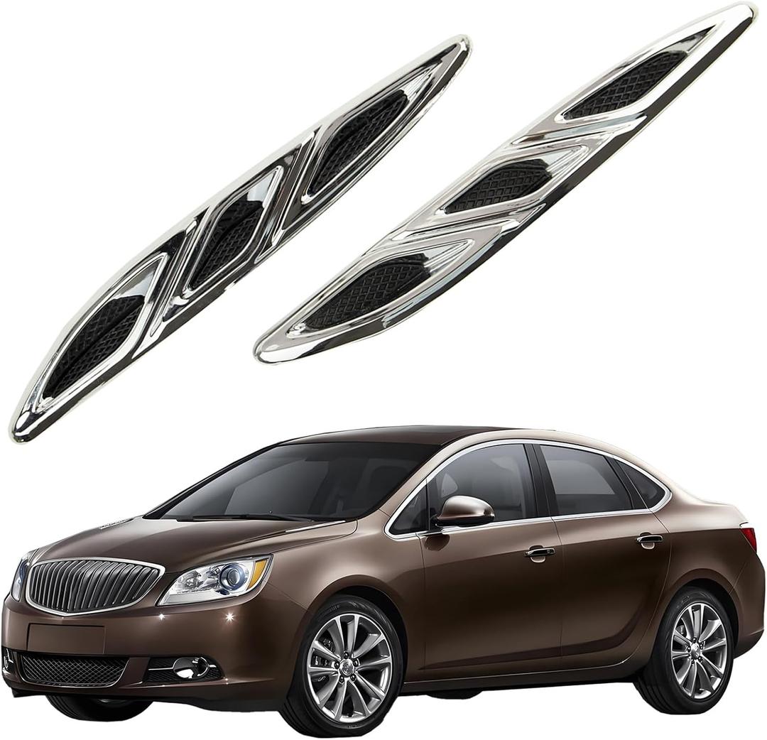 2PCS Chrome Front Hood Engine Vent Grille Molding Trim Left & Right Compatible with Buick Verano 2012 2013 2014 2015 2016, Intake Scoop Turbo Bonnet Vent Hood Air Vent Trim Cover,OE 20811309 20811310