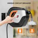 Giraffe Tools DE14 Retractable Extension Cord Reel 50 ft 14/3AWG Power Cord Storage Reel Wall/Ceiling Mount, Lighted Triple Tap Outlet, 50ft, Black Orange