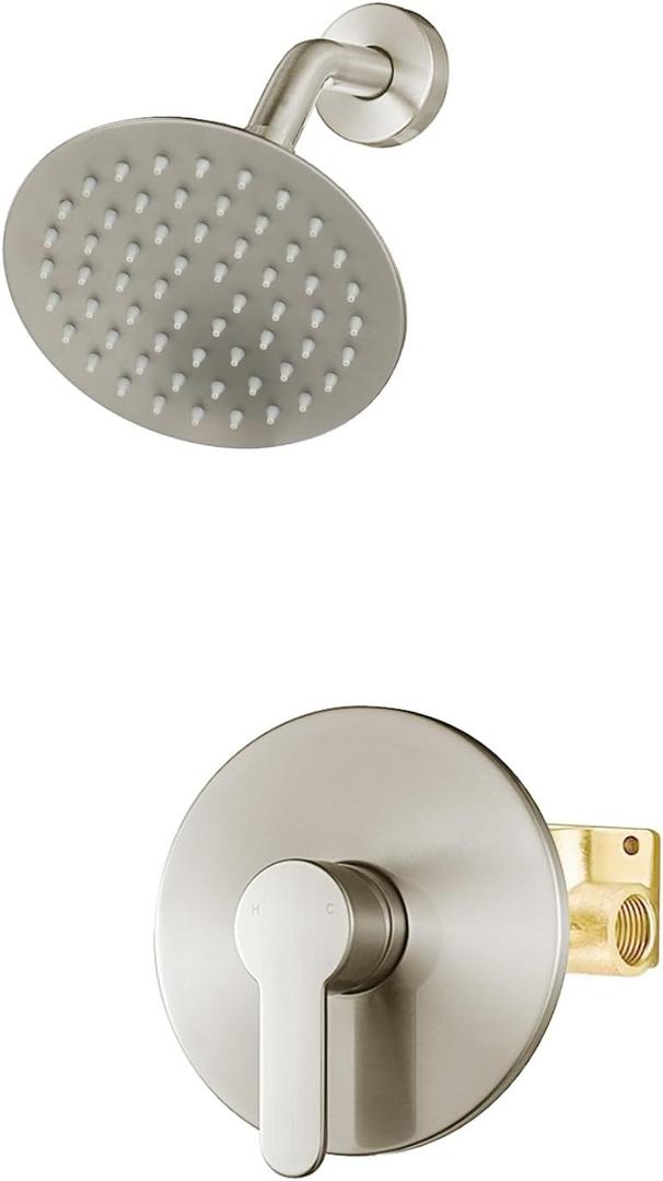 WRISIN Shower Faucet Set Brushed Nickel, Shower Valve Kit with 6 Inch Showerhead