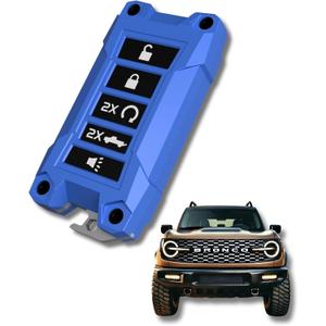 Key Fob Shell Case Replacement for Ford Expedition, Bronco, Explorer, Fusion, Escape, Edge, F150, Maverick and Lincoln Keyless Entry Remote  for 3/4/5 Buttons Non-Reversible (Bronco /SUV, Blue)