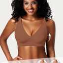 Wireless Bras for Women No Underwire Jelly Push Up Wave Seamless Full Coverage Bralettes Support Lift Everyday Bra (Small, A01- Coffee)